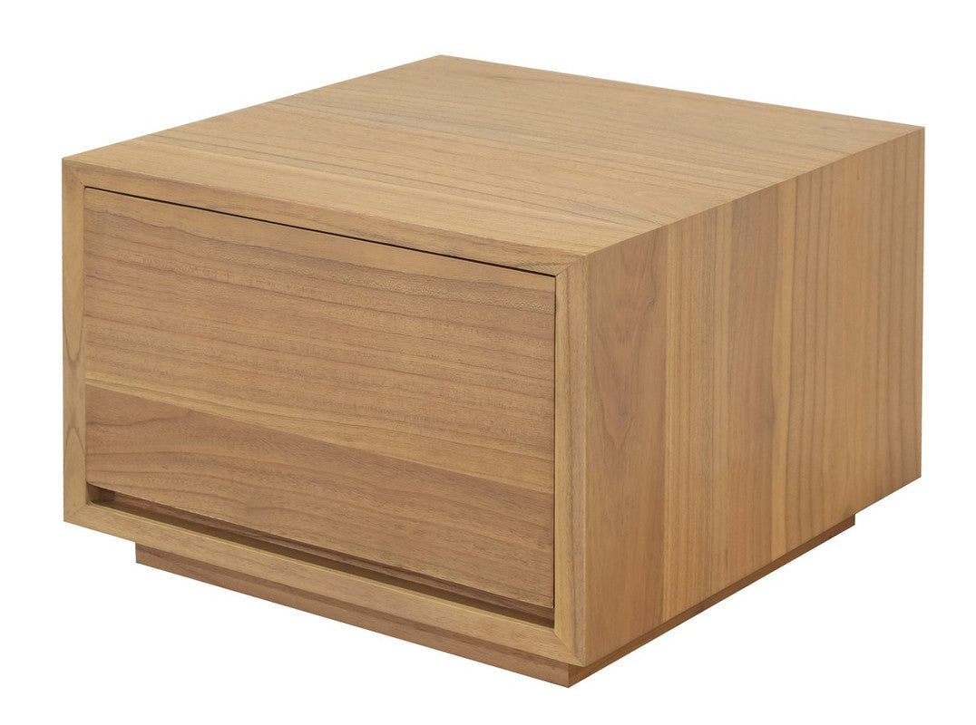 Oscar Low Bedside Table with Drawer – Natural – 35 cm Height