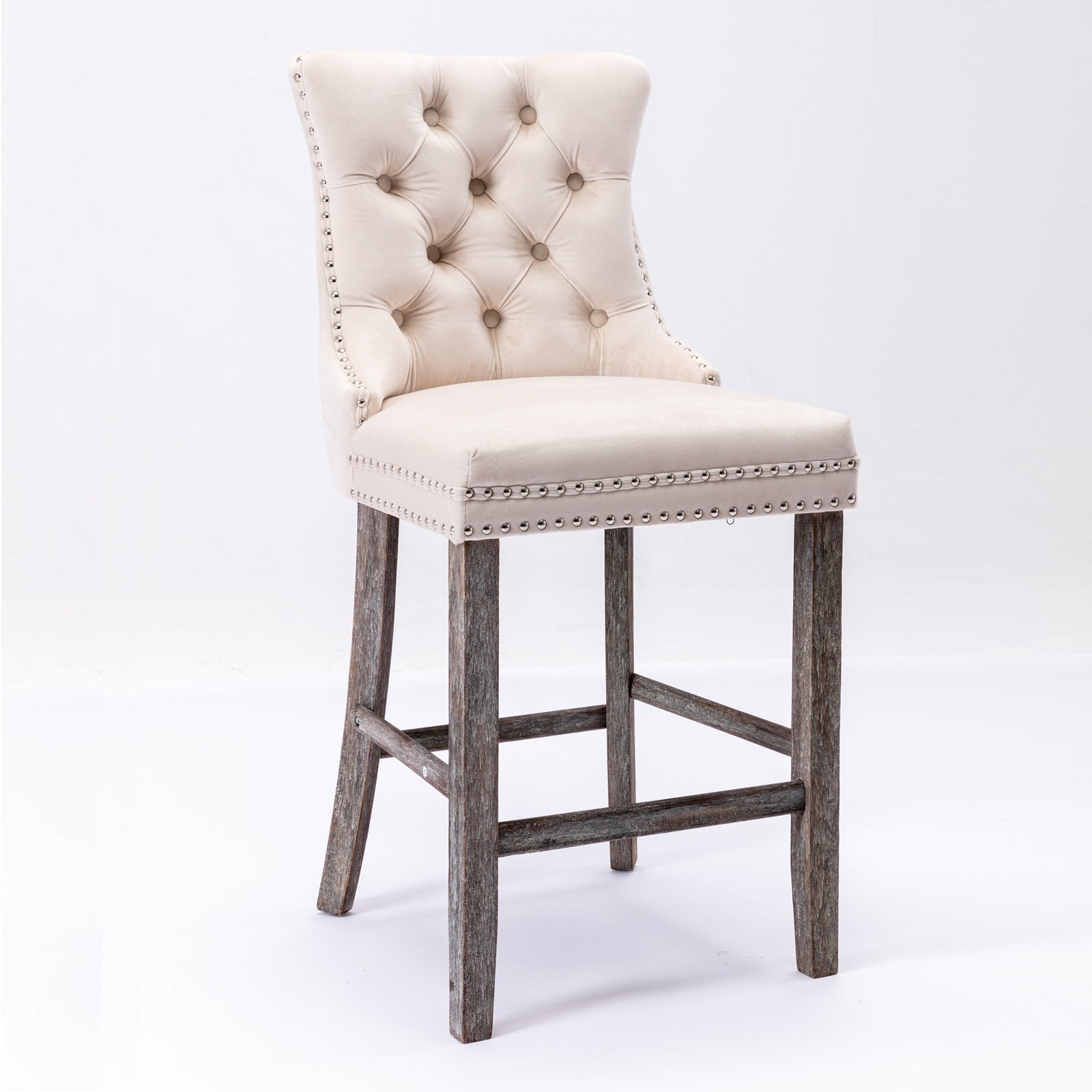 Cove Velvet Bar Stools – Beige – Set of 2