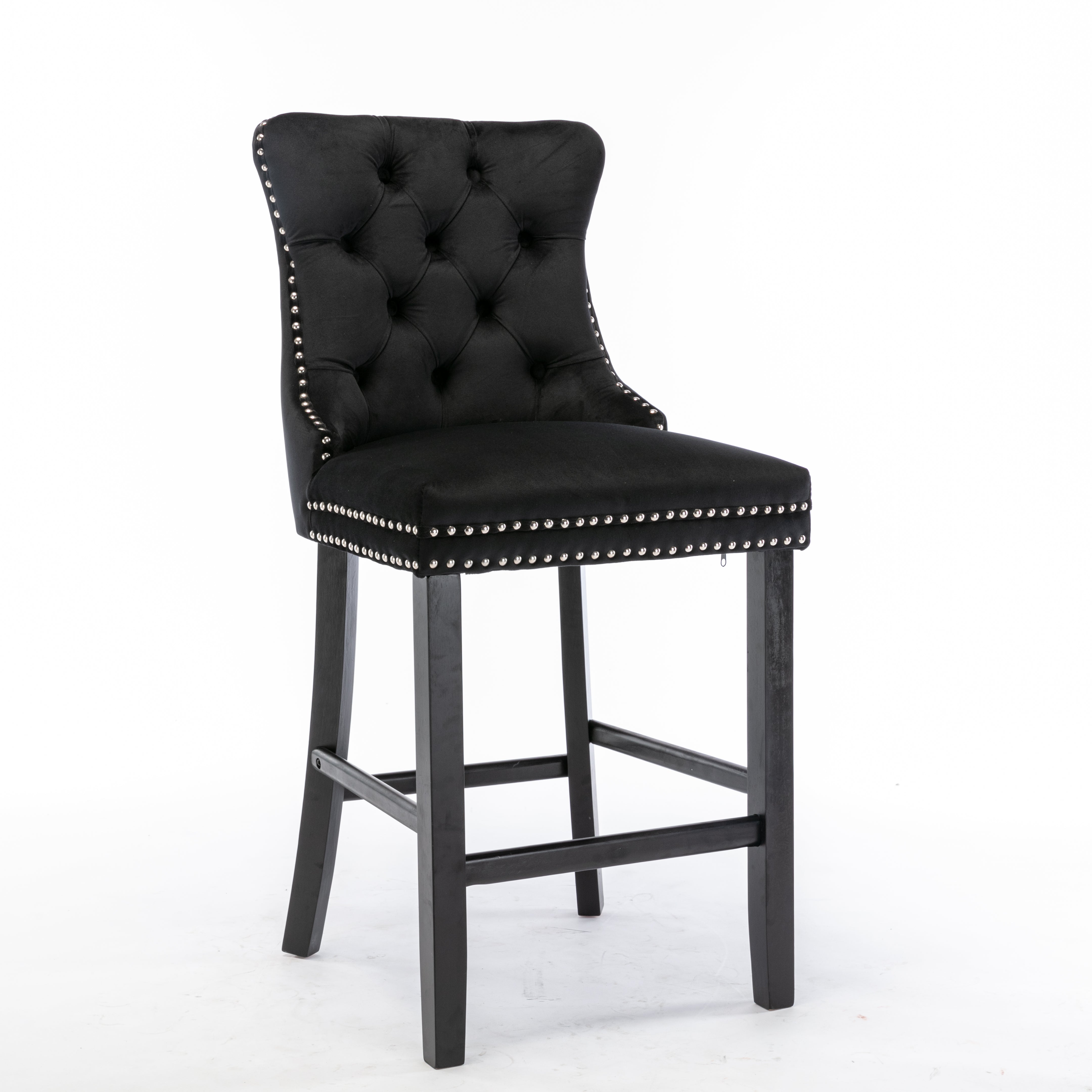 Meridian Velvet Bar Stools – Black – Set of 2