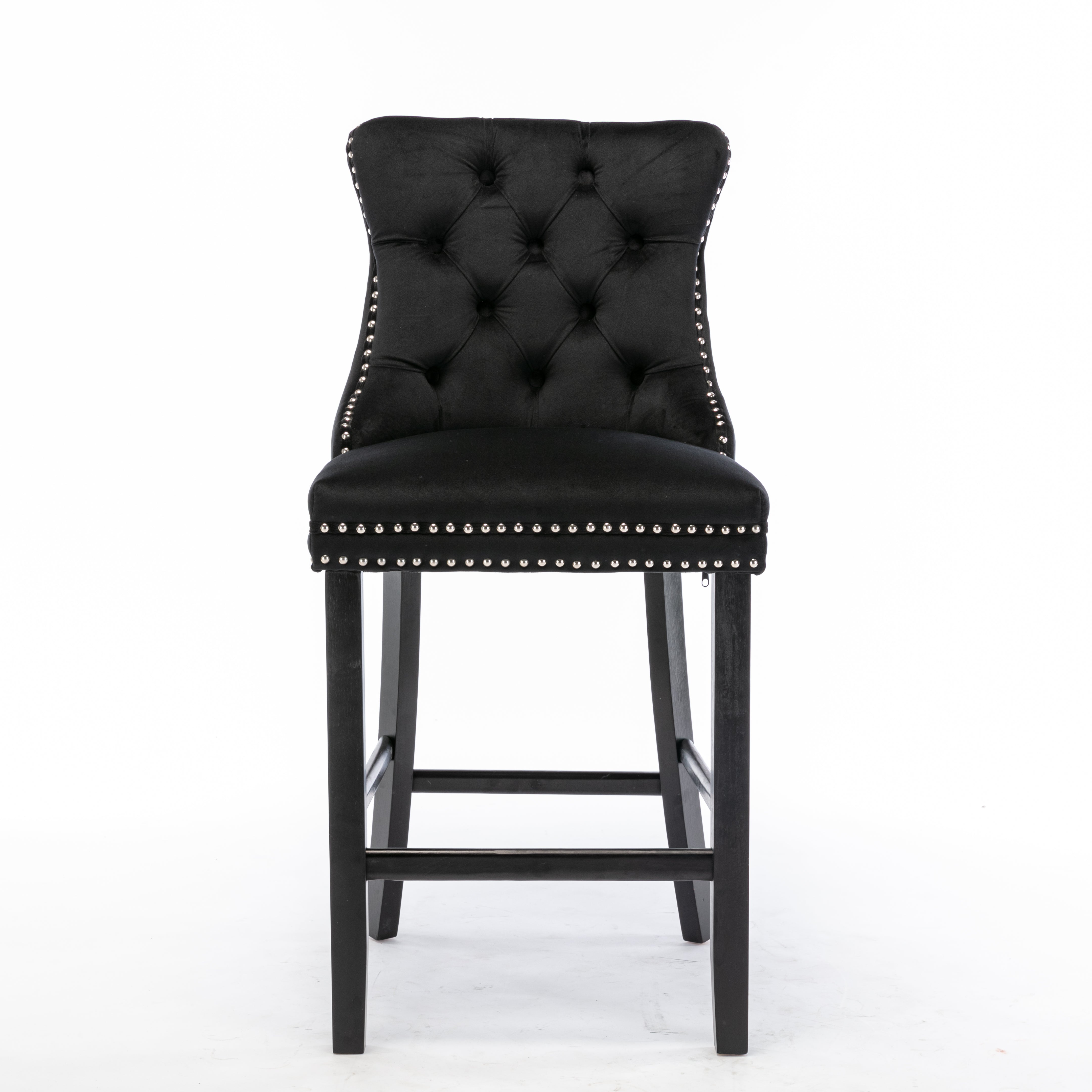 Meridian Velvet Bar Stools – Black – Set of 2