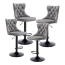 Rowan 4x Height Adjustable Swivel Bar Stool Velvet Nailhead Barstool with Footrest