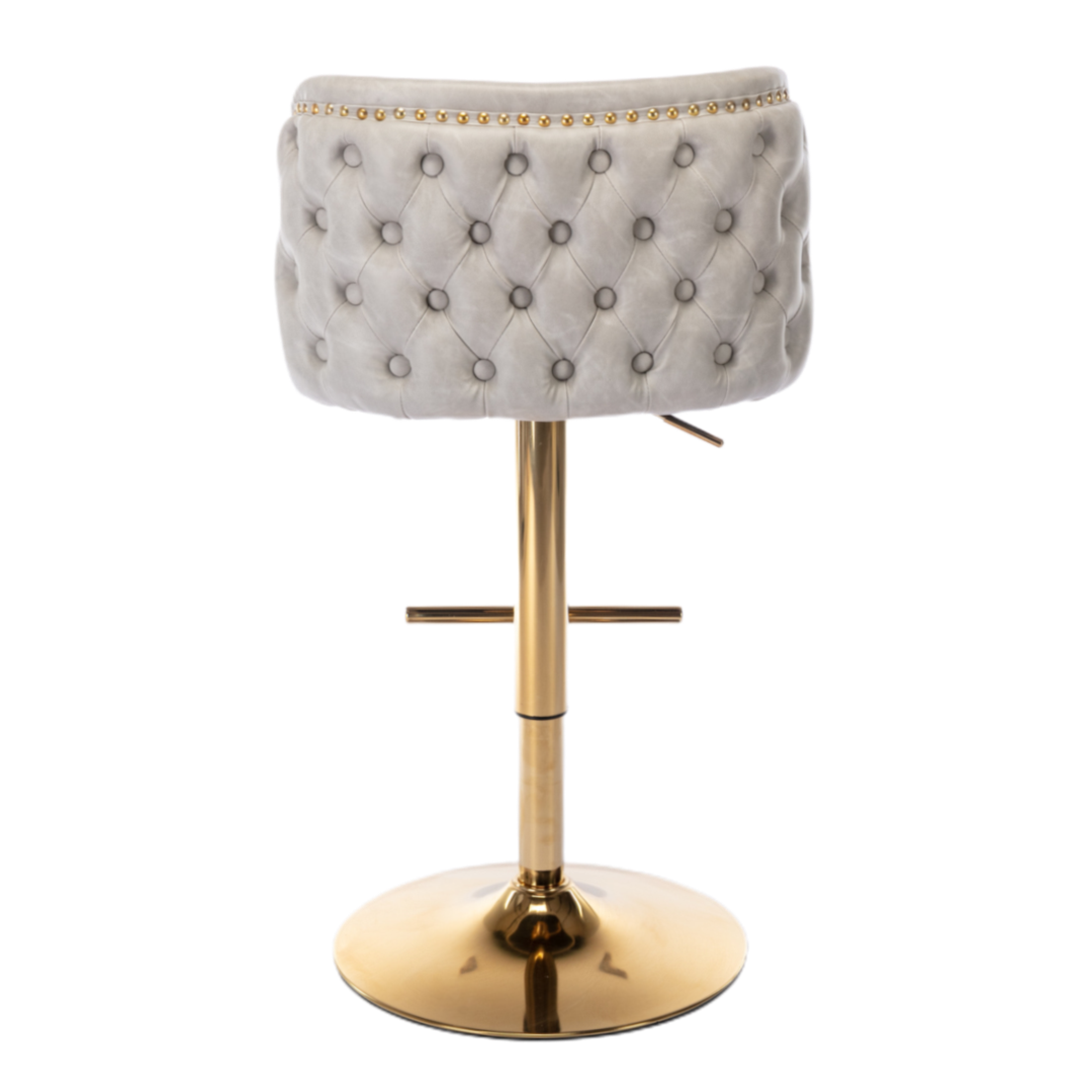 Halston Leather Swivel Bar Stools – Beige – Set of 2