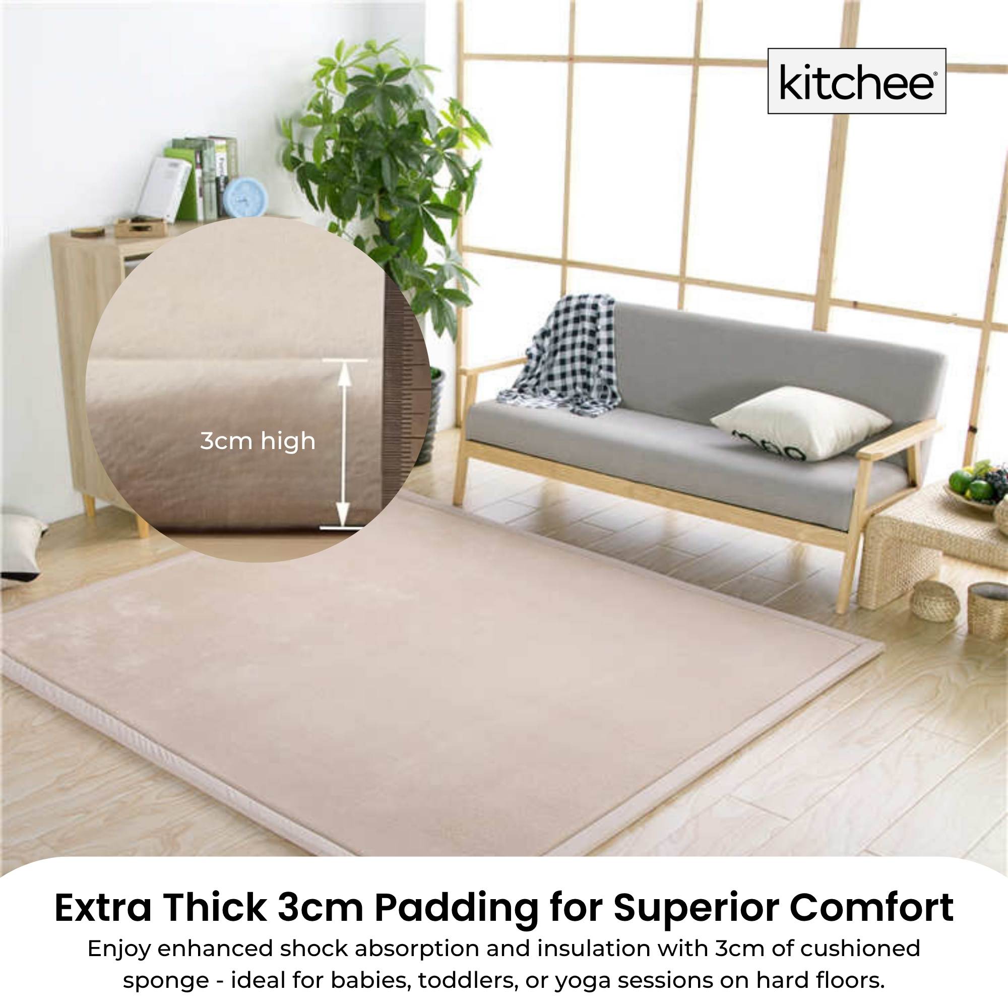 Senna Kids Foam Floor Play Mat – Cream – 150 × 200 cm