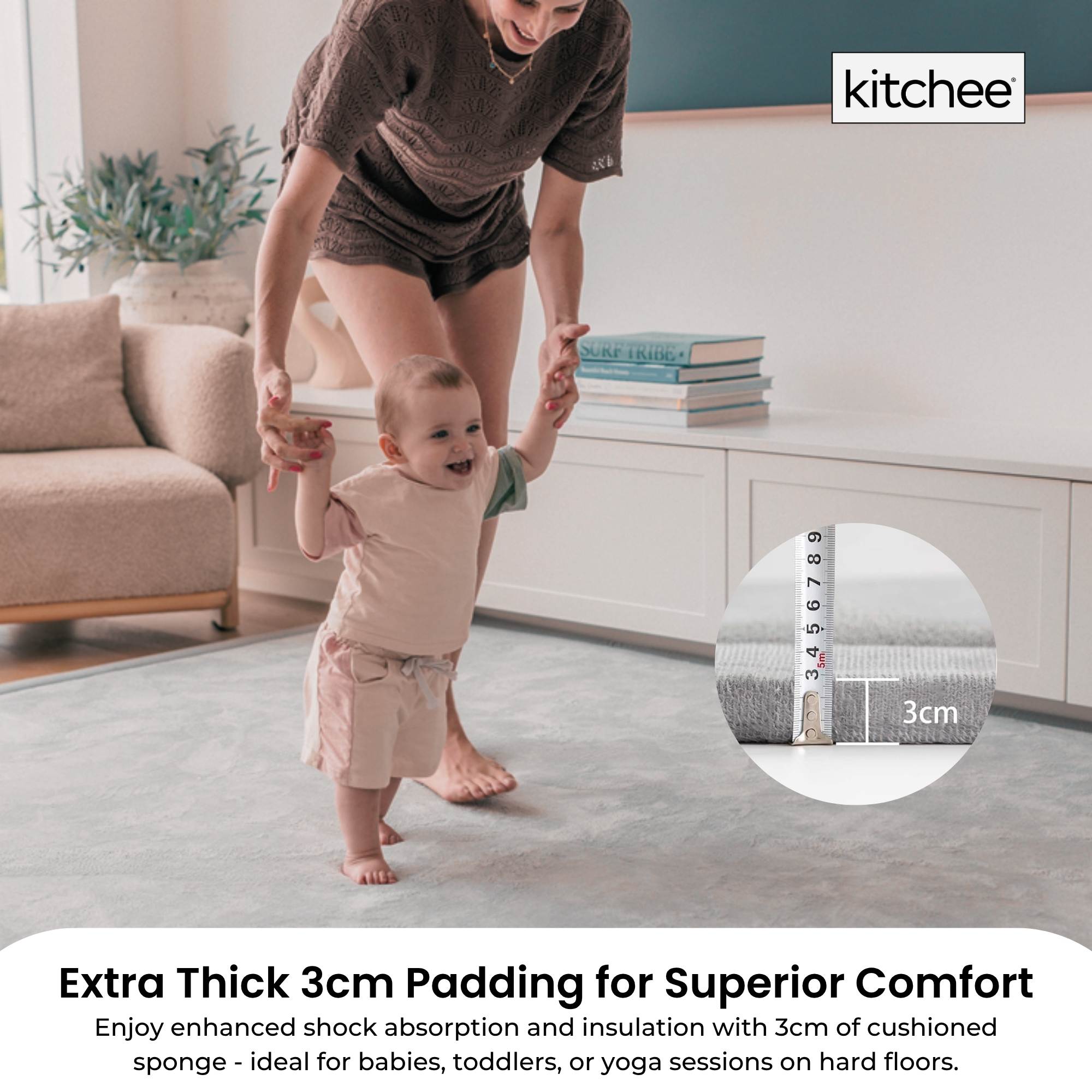 Senna Kids Foam Floor Play Mat – Grey – 200 × 200 cm