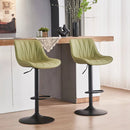 Cove SERENITà AVO Green Modern Height Adjustable Swivel Bar Stools Upholstered Leather Barstool Kitchen Island Chairs with Metal Frame (Set of 2)