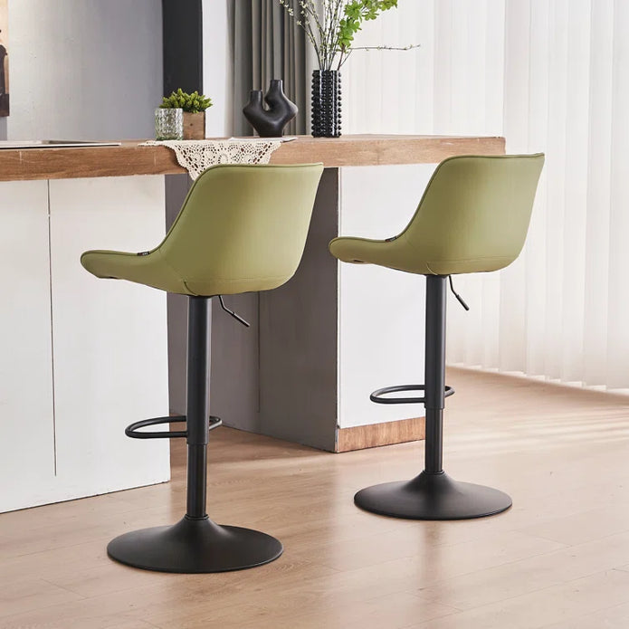 Cove Diamond-Stitched Bar Stools – Green – Set of 2