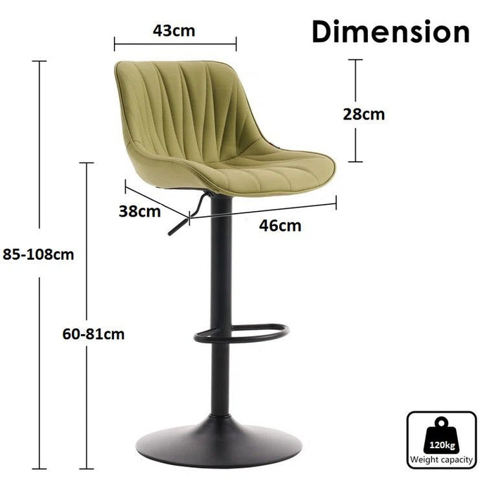 Cove Diamond-Stitched Bar Stools – Green – Set of 2