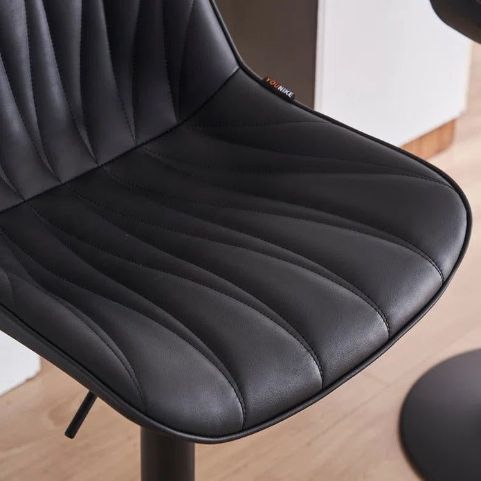 Atlas Leather Swivel Bar Stools – Black – Set of 2