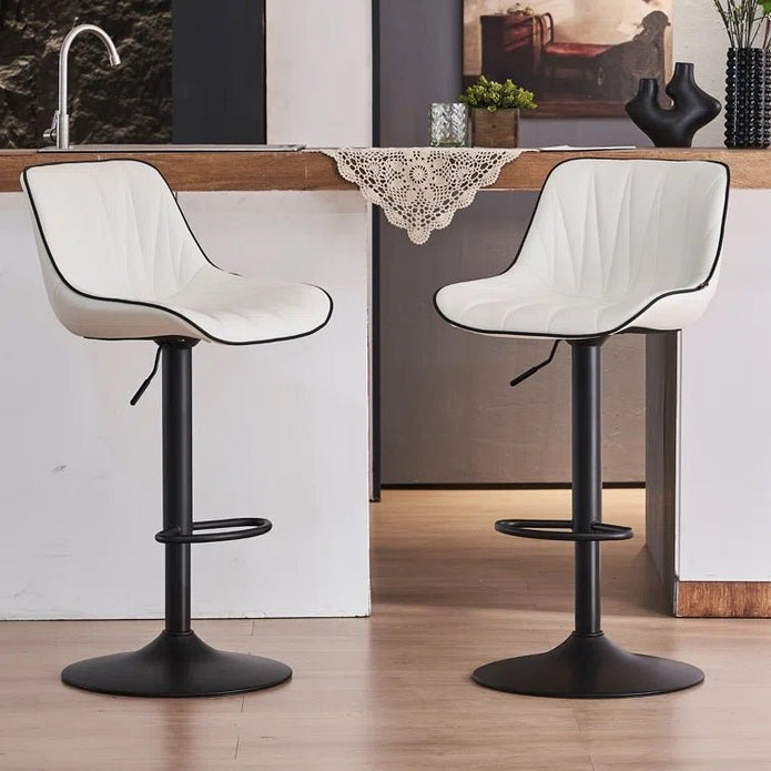 Serenita Swivel Bar Stools – White – Set of 2