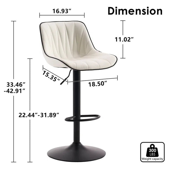 Serenita Swivel Bar Stools – White – Set of 2