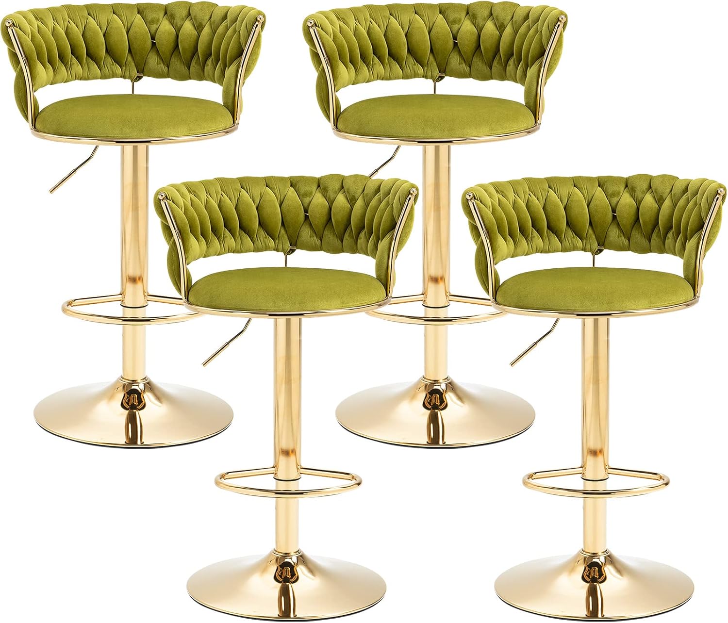 Nova Velvet Bar Stools – Green – Set of 2