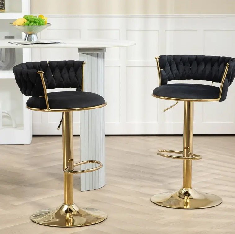 Serenita Velvet Counter Stools – Black – Set of 2