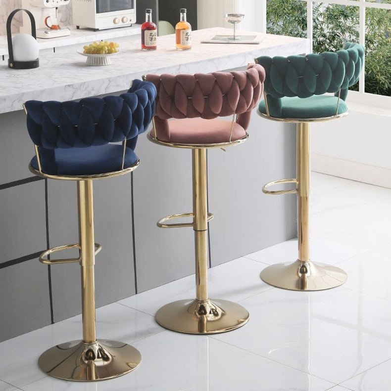 Serenita Velvet Counter Stools – Blue – Set of 2