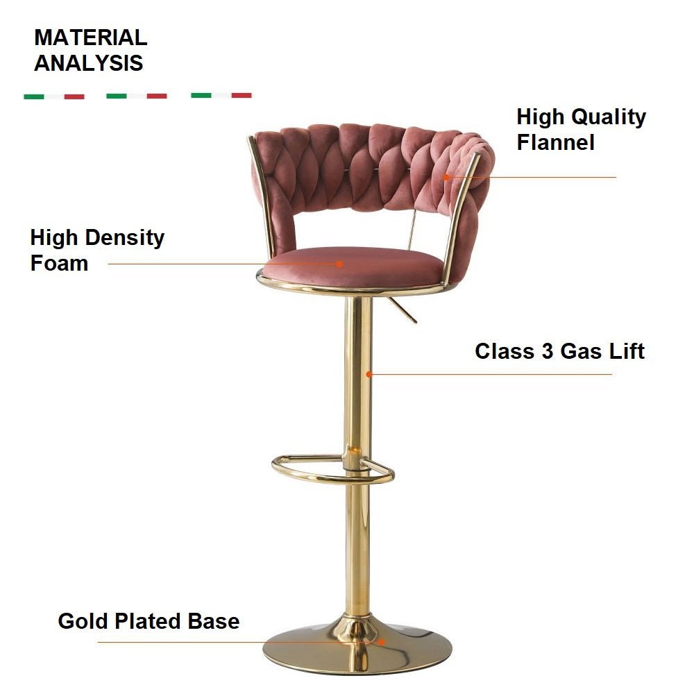 Callan Velvet Bar Stools – Beige – Set of 2