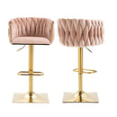 Arlo SERENITà Modern Velvet Breakfast Bar Stools Swivel Barstools Adjustable Counter Stools with Backrest Set of 2 Pink