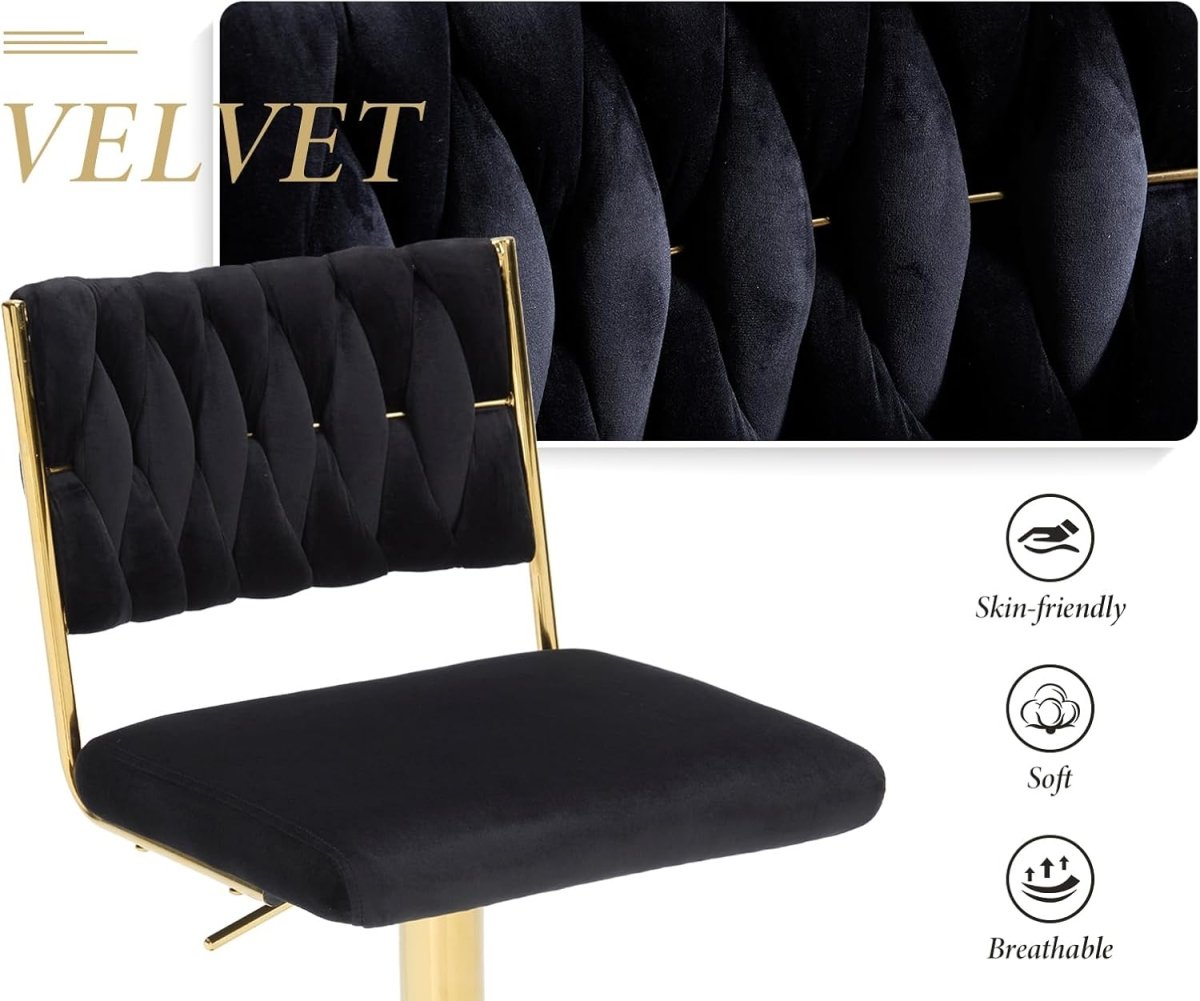 Haven Braided Back Bar Stools – Black – Set of 2