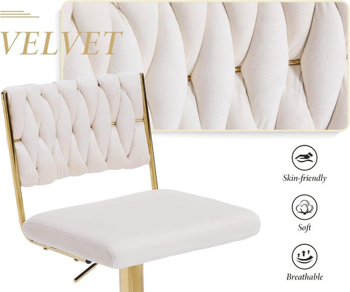 Cove Braided Back Bar Stools – White – Set of 2