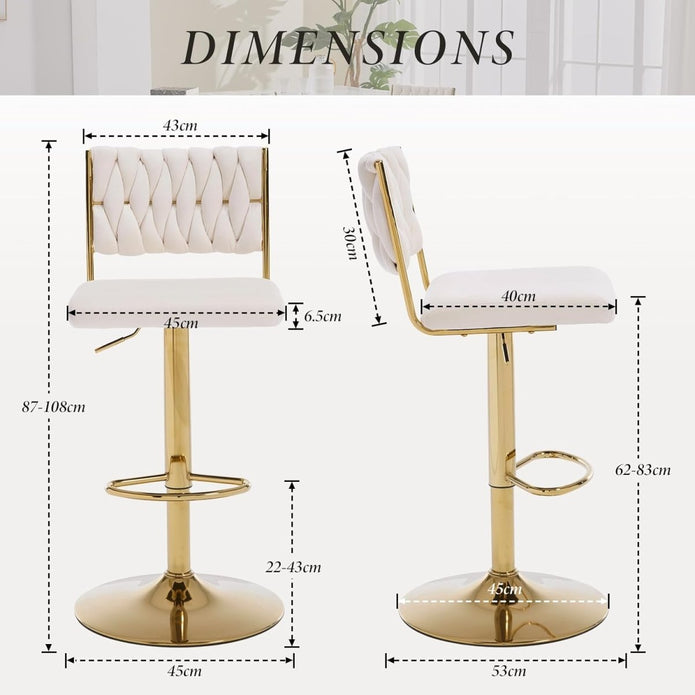 Cove Braided Back Bar Stools – White – Set of 2