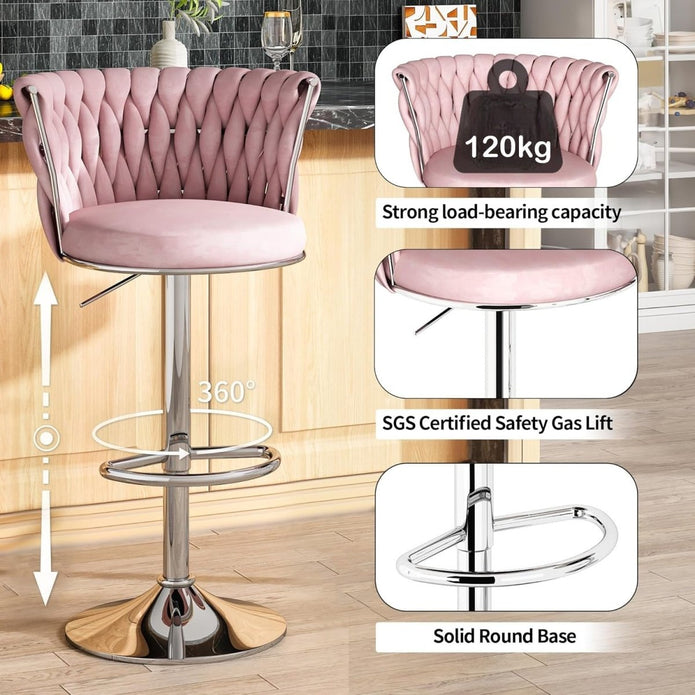 Haven Velvet Swivel Counter Stools – Pink – Set of 2