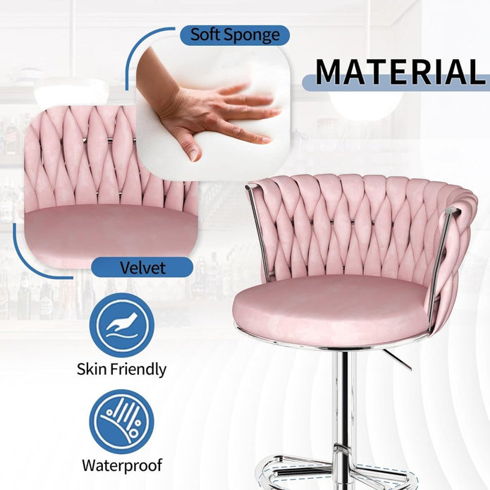 Haven Velvet Swivel Counter Stools – Pink – Set of 2
