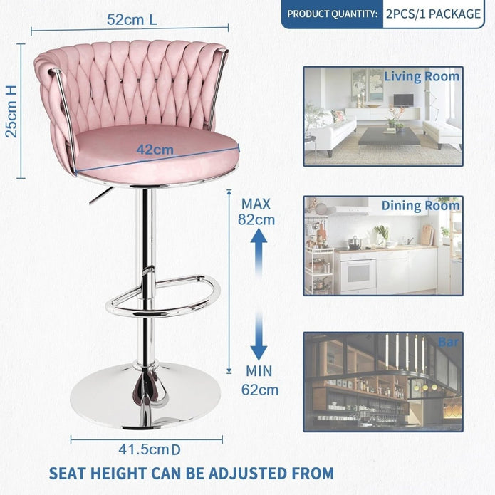 Haven Velvet Swivel Counter Stools – Pink – Set of 2