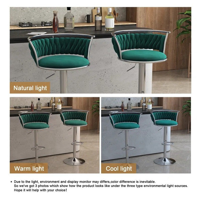 Serenita Velvet Swivel Counter Stool – Emerald Green – Set of 2