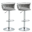 Cove SERENITà Silver Swivel Upholstered Velvet Adjustable Height Counter Stool with Metal Frame Grey (Set of 2)