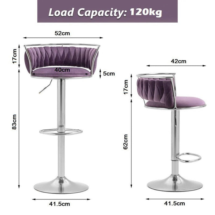 Serenita Velvet Swivel Counter Stool – Violet – Set of 2