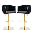 Cove Modern Velvet Breakfast Bar Stools Swivel Barstools Adjustable Counter Stools with Backrest Set of 2 Black