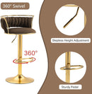 Valentina Velvet Swivel Bar Stool – Coffee with Gold Base – Set of 2