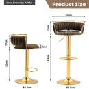 Valentina Velvet Swivel Bar Stool – Coffee with Gold Base – Set of 2
