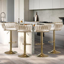 Valentina Velvet Swivel Bar Stool – Ivory with Gold Base – Set of 2