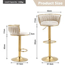 Valentina Velvet Swivel Bar Stool – Ivory with Gold Base – Set of 2