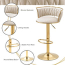 Valentina Velvet Swivel Bar Stool – Ivory with Gold Base – Set of 2