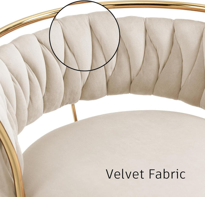 Valentina Velvet Swivel Bar Stool – Ivory with Gold Base – Set of 2