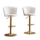 Cove SERENITà Swivel Bar Stools Bar Height Set of 2 Adjustable Upholstered Counter Barstool Velvet Bar Chairs with Back/Gold Base for Kitchen Island/Bar/Cafe - White