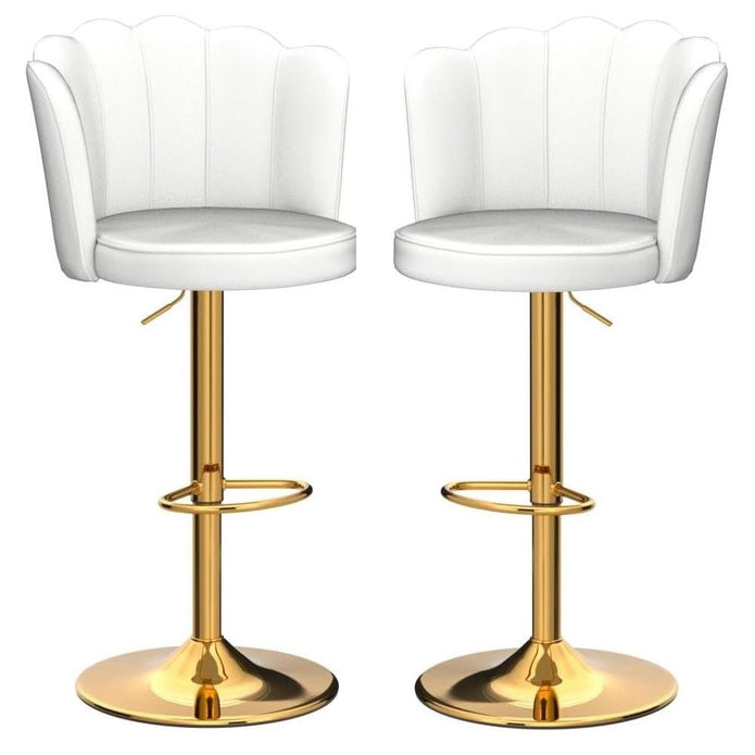 Serenita Velvet Swivel Bar Stool – White – Set of 2