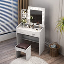 Diana Vanity Set with Shelves Cushioned Stool and Lighted Mirror - White