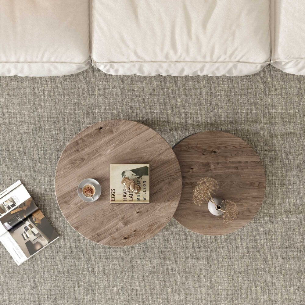 Callan Nesting Coffee Tables – Grey / Charcoal – Set of 2