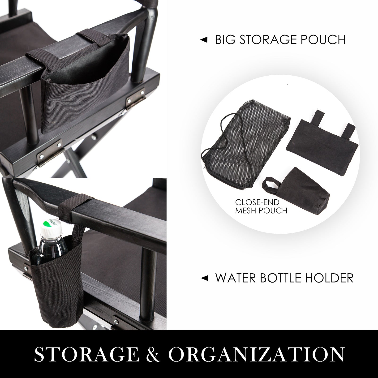 Nova Director Folding Chairs – Black – Set of 2