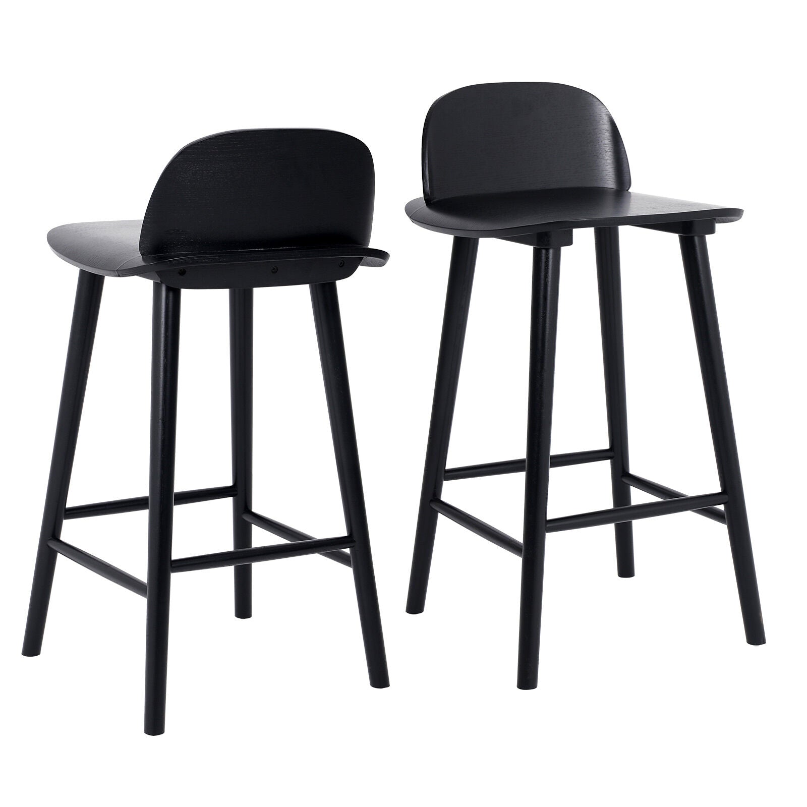 Haven 2X Wooden Bar Stool Dining Chair Ash Wood ELISE 65cm BLACK