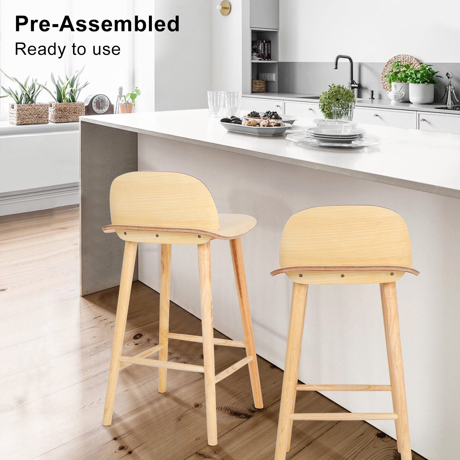 Atlas Elise Ash Wood Bar Stool 65cm – Natural