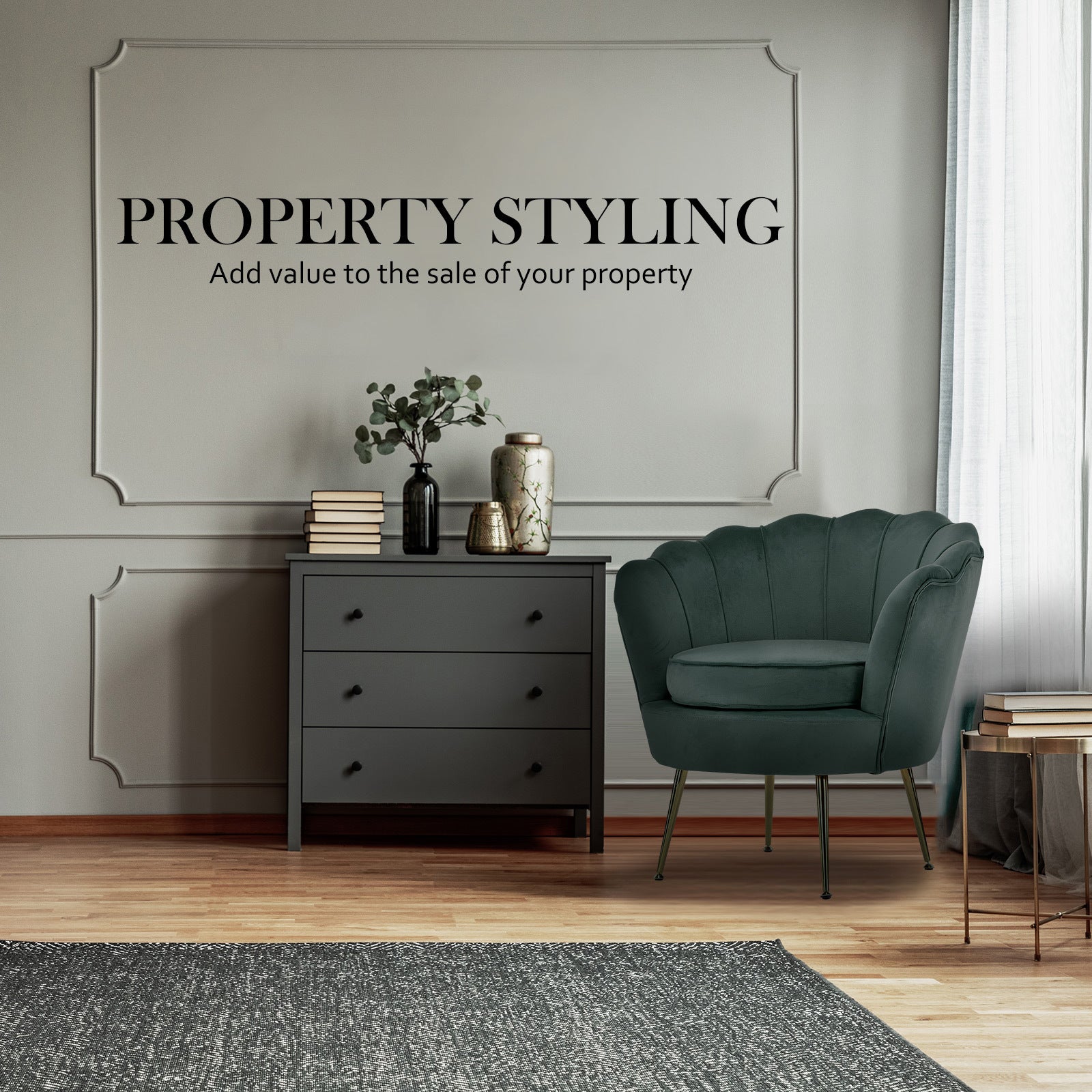 Scallop Shell Accent Chair – Green – Single