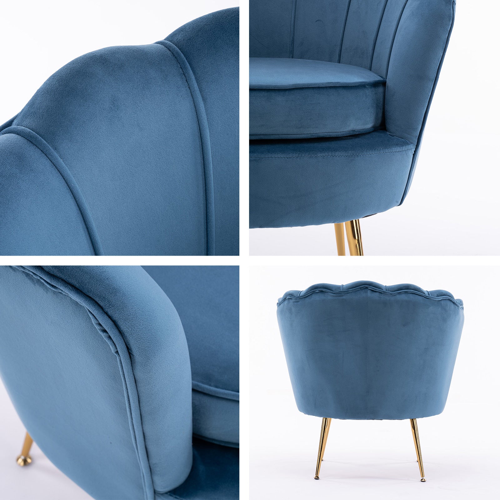 Scallop Shell Accent Chair – Blue – Single
