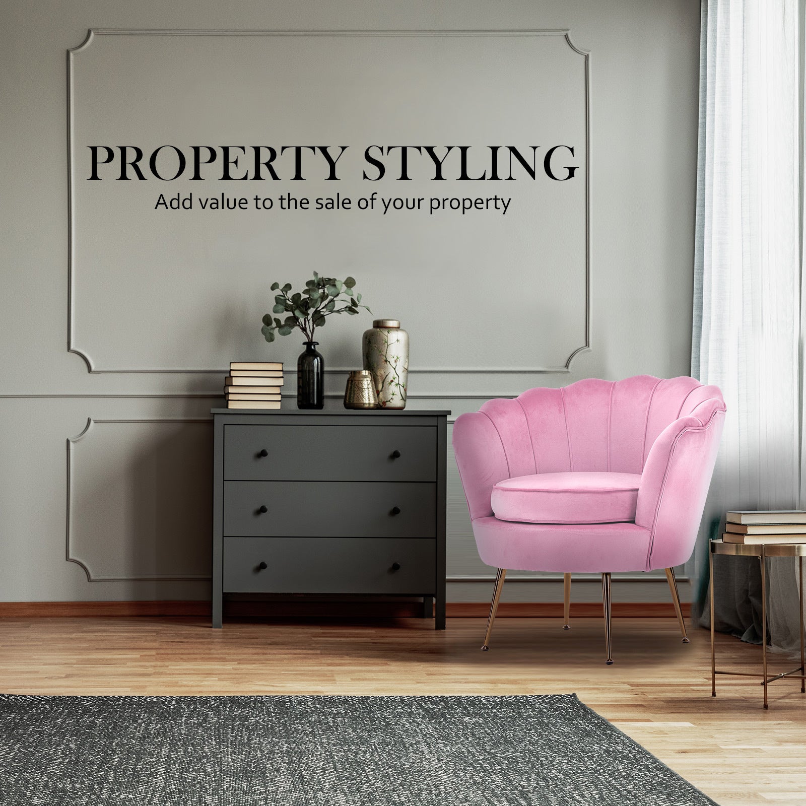 Scallop Shell Accent Chair – Pink – Single