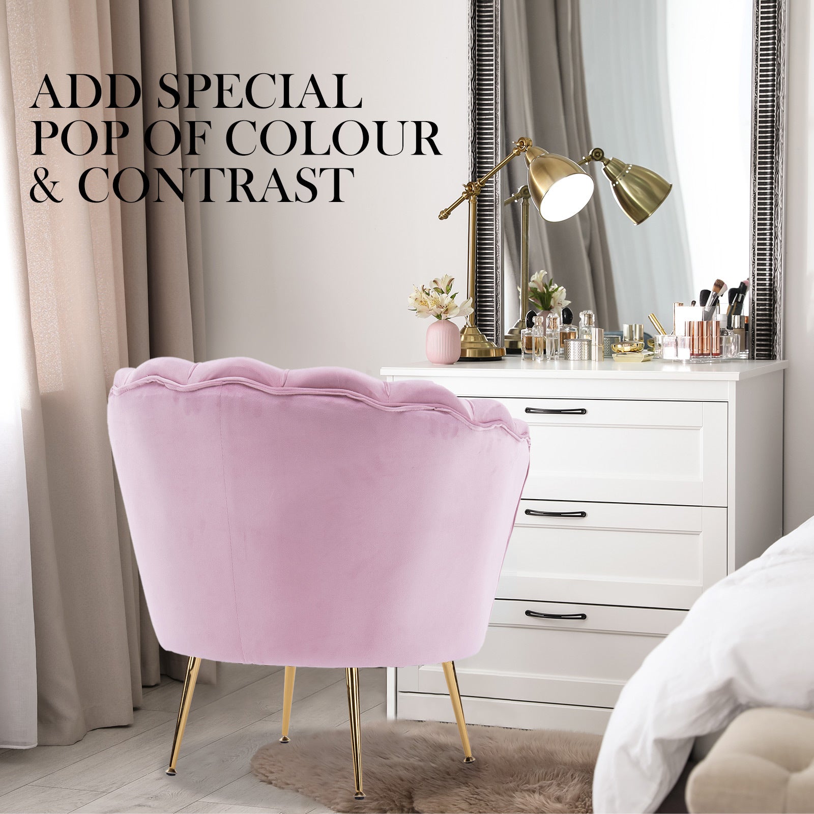 Scallop Shell Accent Chair – Pink – Single