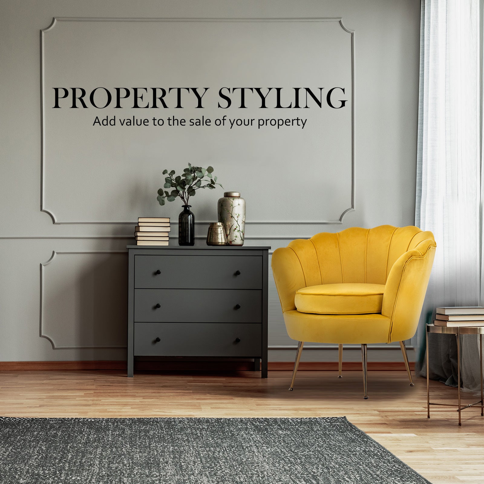 Scallop Shell Accent Chair – Yellow – Single