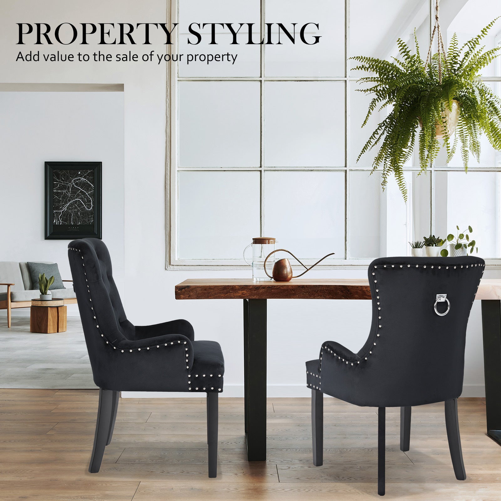 Rowan French Provincial Dining Chairs – Black – Set of 2
