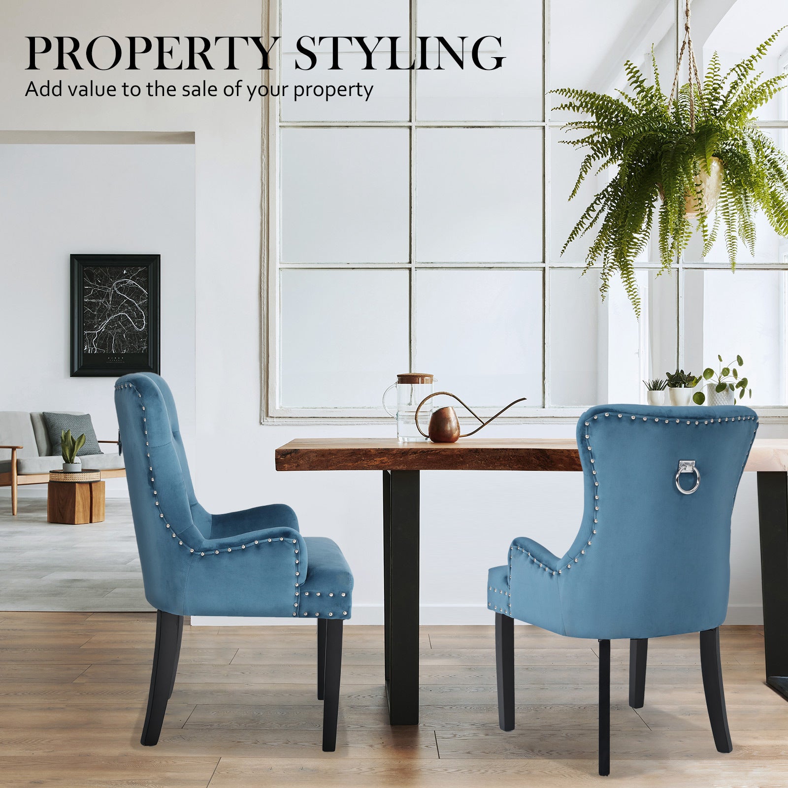 Rowan French Provincial Dining Chairs – Blue – Set of 2