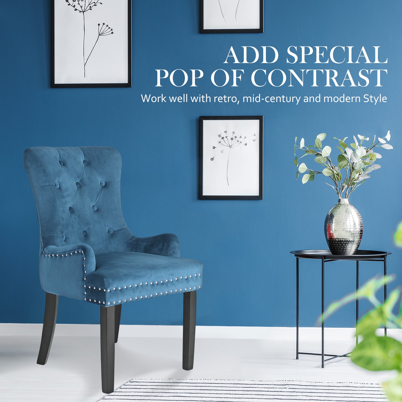 Lisse French Provincial Dining Chairs – Blue – Set of 4